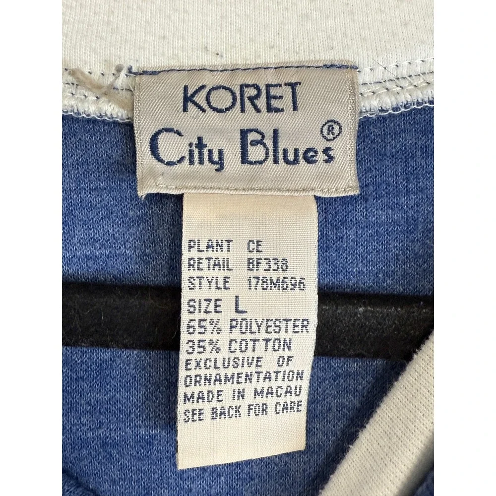 Koret City Blues Sweater Womens Large‎ Blue Floral Embroidered Pullover Casual